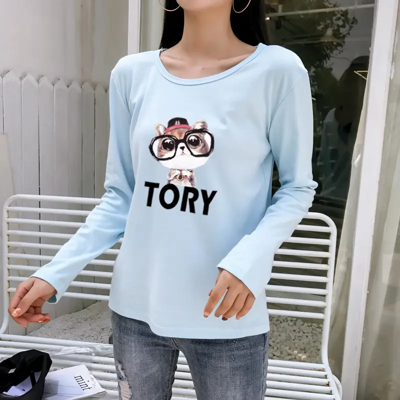 Women White Motorcycle Print Long Sleeve T-Shirt — feature 21