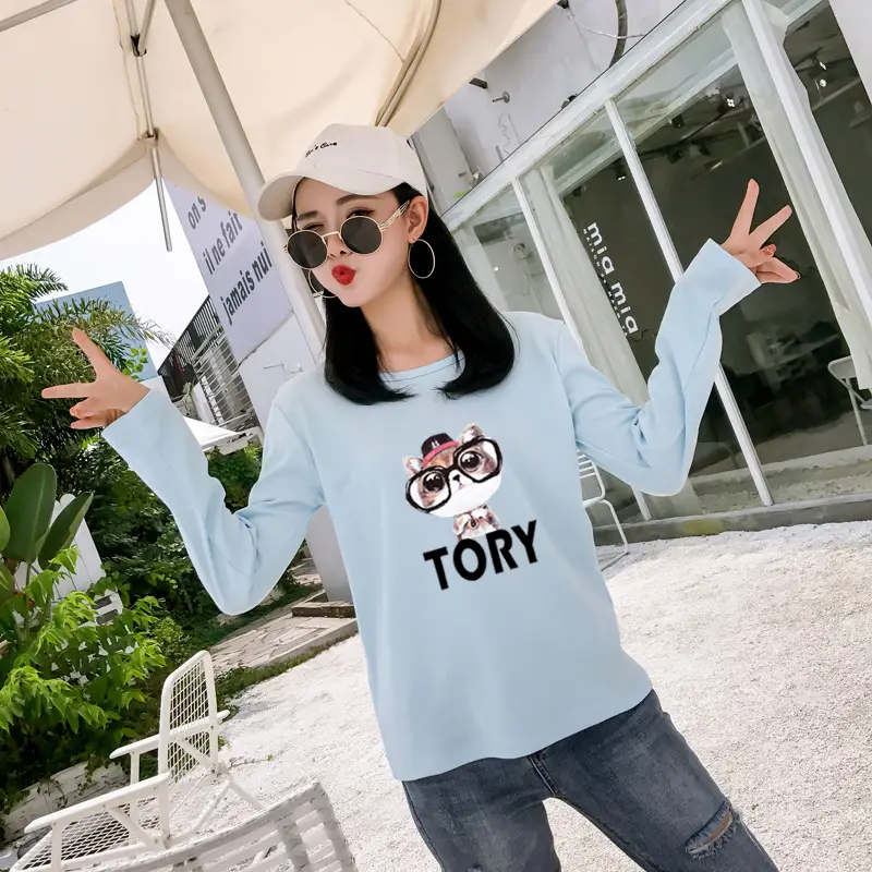 Women White Motorcycle Print Long Sleeve T-Shirt — feature 23