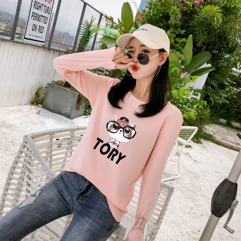 Women White Motorcycle Print Long Sleeve T-Shirt — feature 28