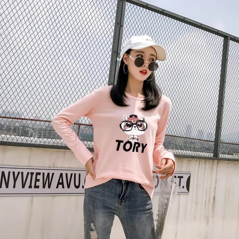Women White Motorcycle Print Long Sleeve T-Shirt — feature 30
