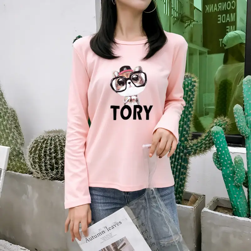 Women White Motorcycle Print Long Sleeve T-Shirt — feature 31