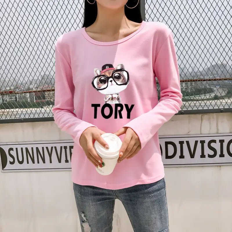Women White Motorcycle Print Long Sleeve T-Shirt — feature 35