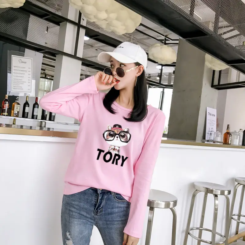Women White Motorcycle Print Long Sleeve T-Shirt — feature 36