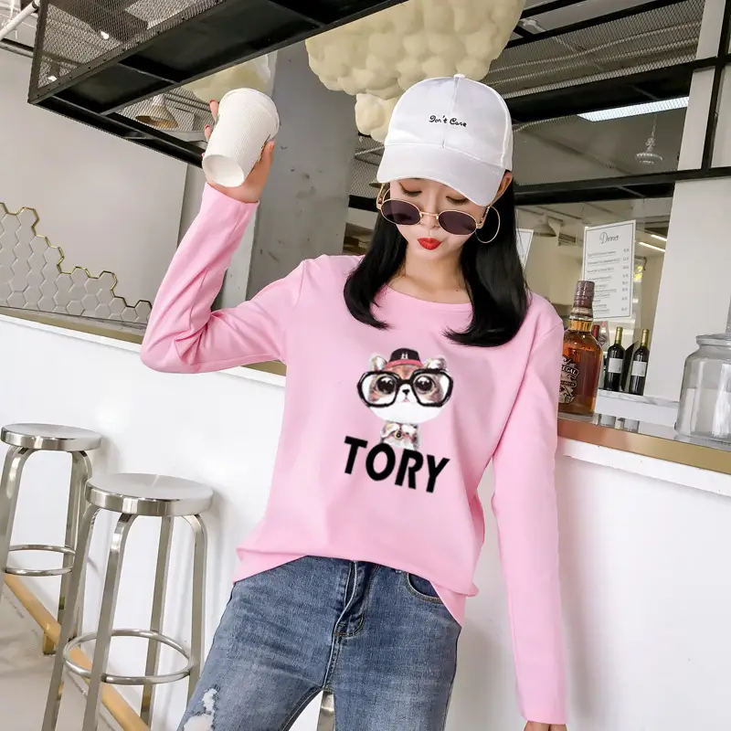 Women White Motorcycle Print Long Sleeve T-Shirt — feature 38