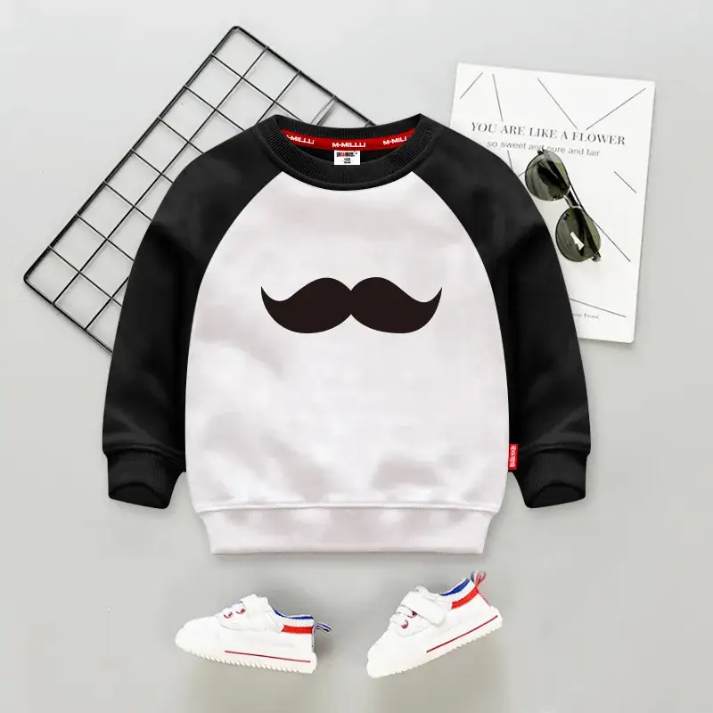 Children's Fleece Sweatshirt White Black "Small Fresh Meat" Print - Image 3
