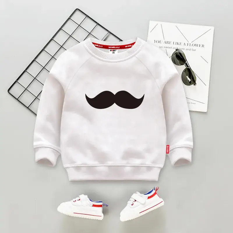 Children's Fleece Sweatshirt White Black "Small Fresh Meat" Print - Image 2