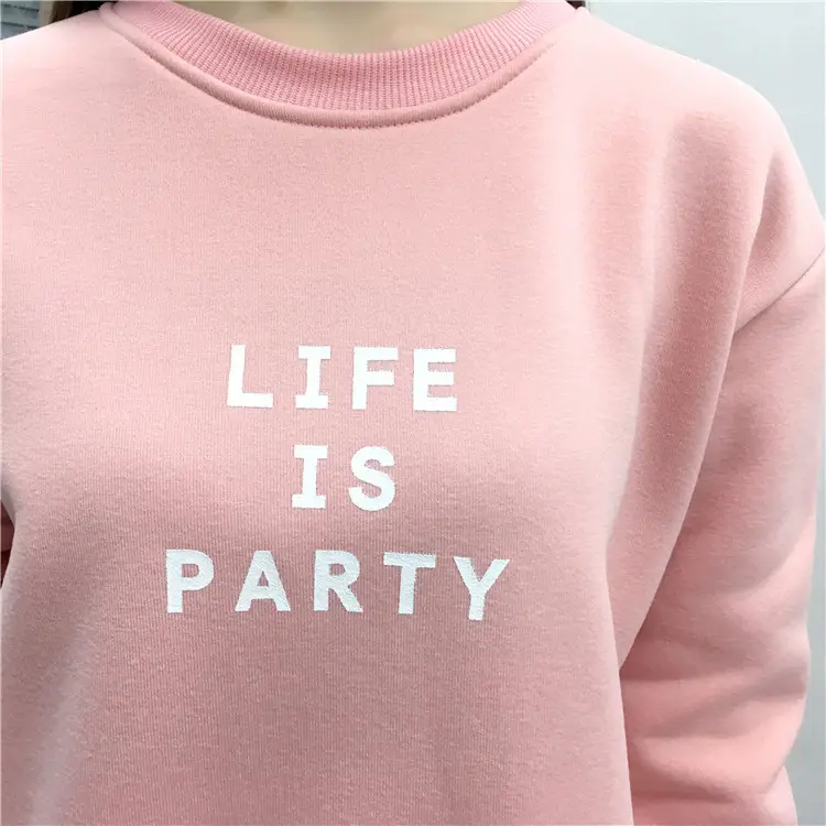 Women Korean Style Letter Print Fleece Sweatshirt Pink — feature 20