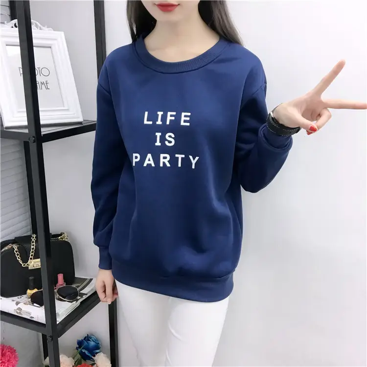 Women Korean Style Letter Print Fleece Sweatshirt Pink — feature 4