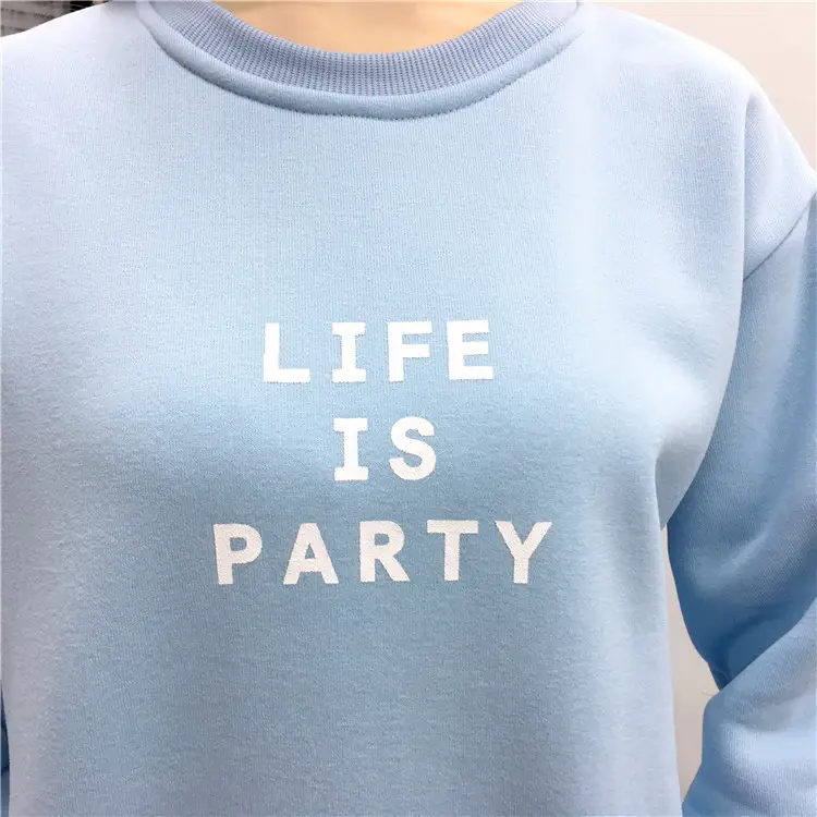 Women Korean Style Letter Print Fleece Sweatshirt Pink — feature 43