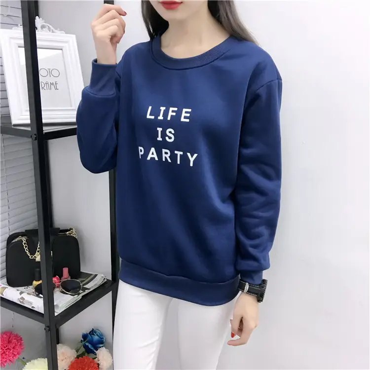 Women Korean Style Letter Print Fleece Sweatshirt Pink — feature 5