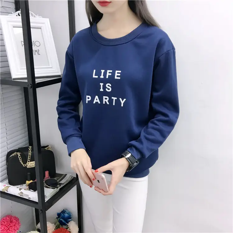 Women Korean Style Letter Print Fleece Sweatshirt Pink — feature 7