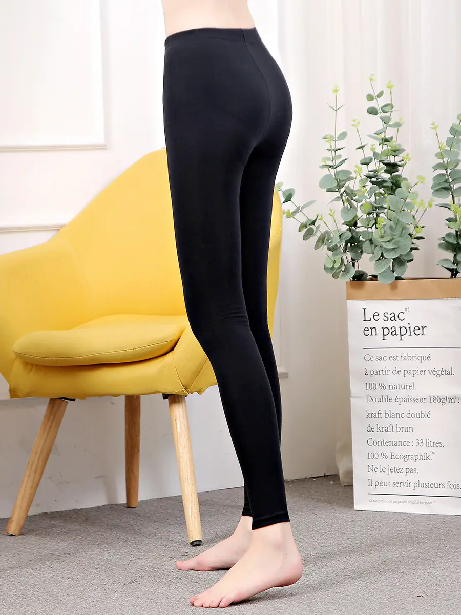 Black Slim Fit Cropped Leggings for Women Winter - Image 10