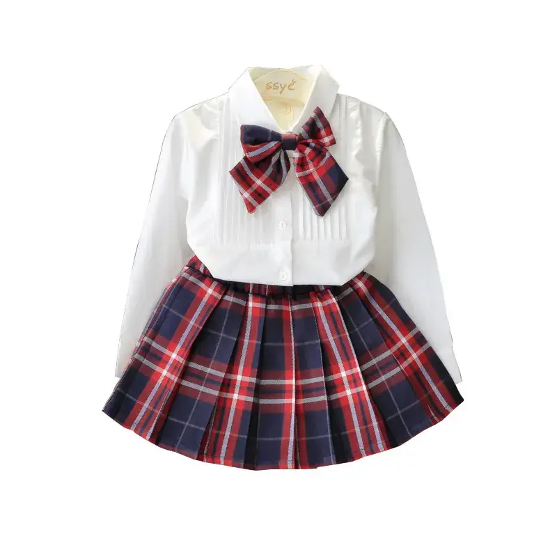 Children's 2021 Plaid Skirt & White Shirt Set - Image 4