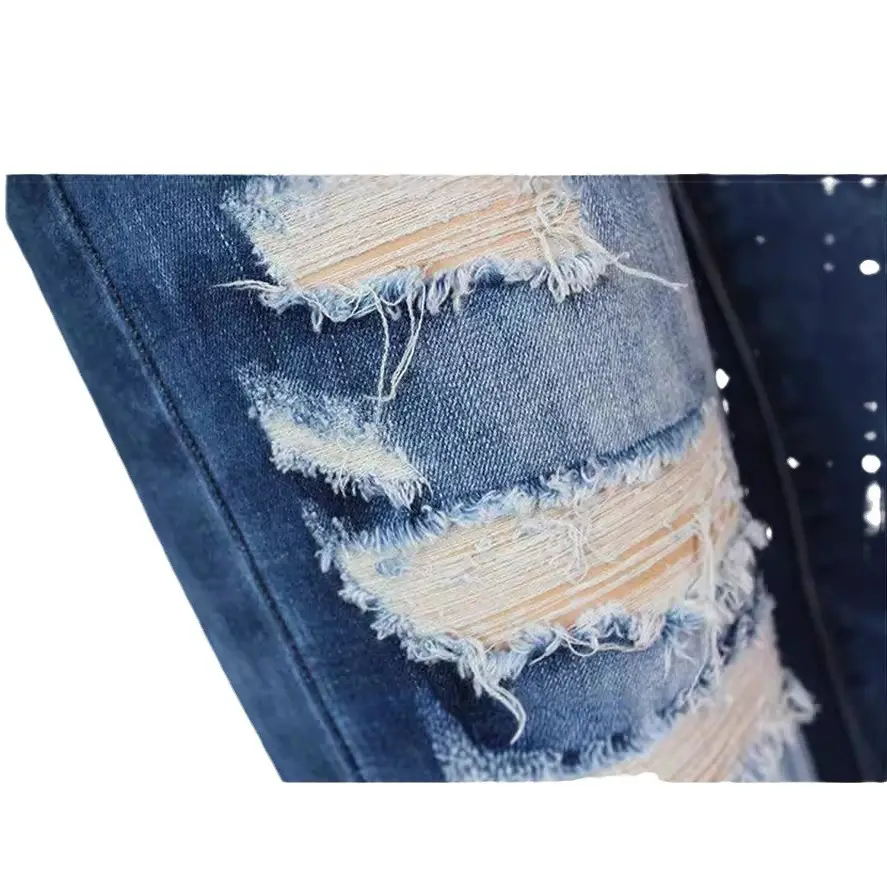 Stretch Rippled Skinny Jeans for Women Blue