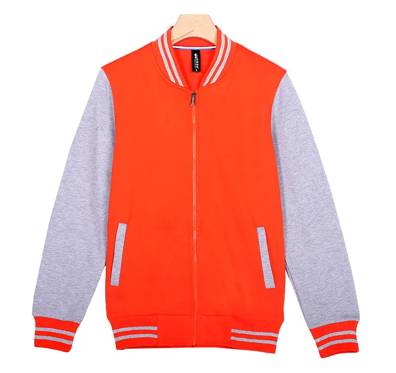 Orange Grey Korean Style Full Zip Jacket for Men