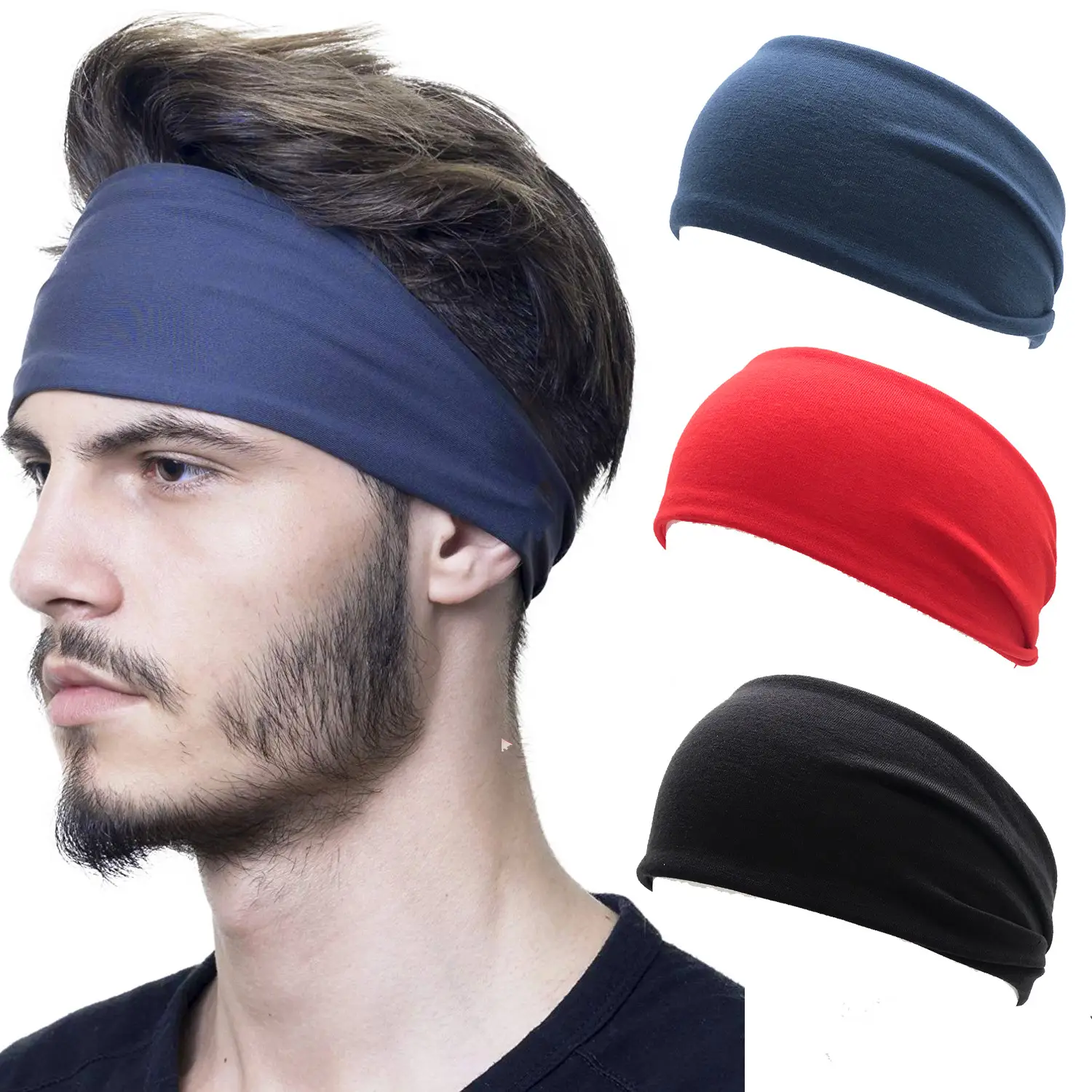 Men & Women Yoga Sweat Band Solid Color Stretch Cotton - Image 41