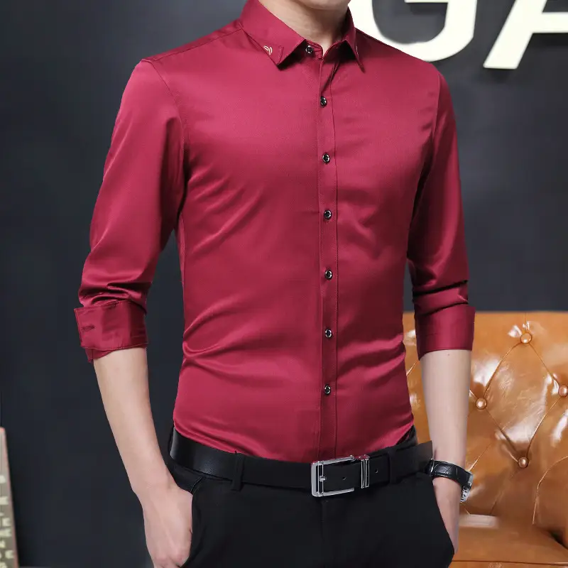 Spring Long-Sleeved Mercurized White Shirt Slim Fit Business Casual - Image 9