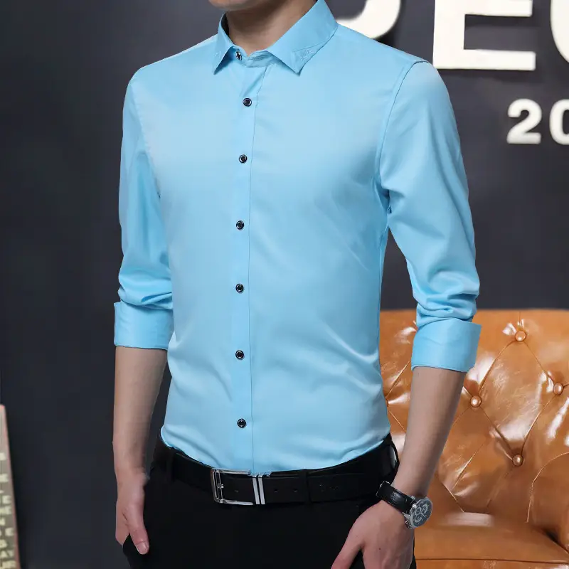 Spring Long-Sleeved Mercurized White Shirt Slim Fit Business Casual - Image 10