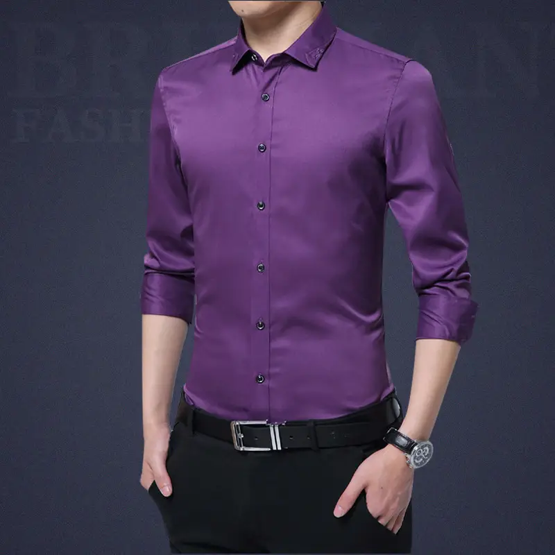 Spring Long-Sleeved Mercurized White Shirt Slim Fit Business Casual - Image 11