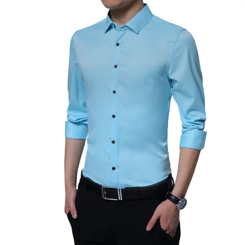 Spring Long-Sleeved Mercurized White Shirt Slim Fit Business Casual - Image 2