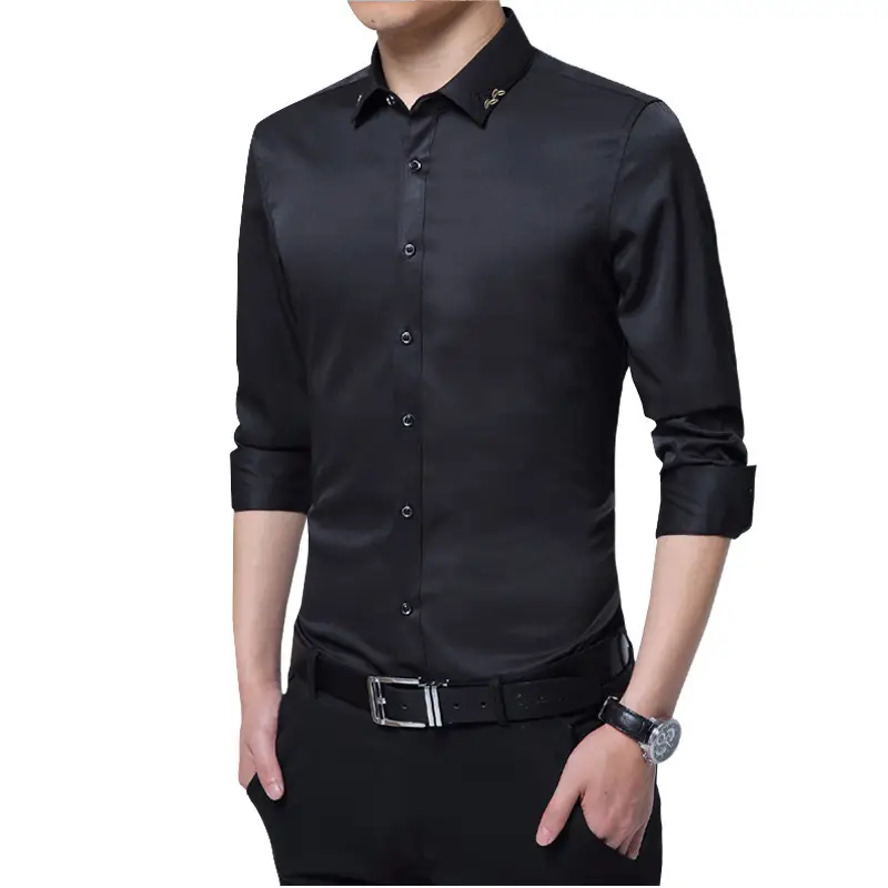Spring Long-Sleeved Mercurized White Shirt Slim Fit Business Casual - Image 5