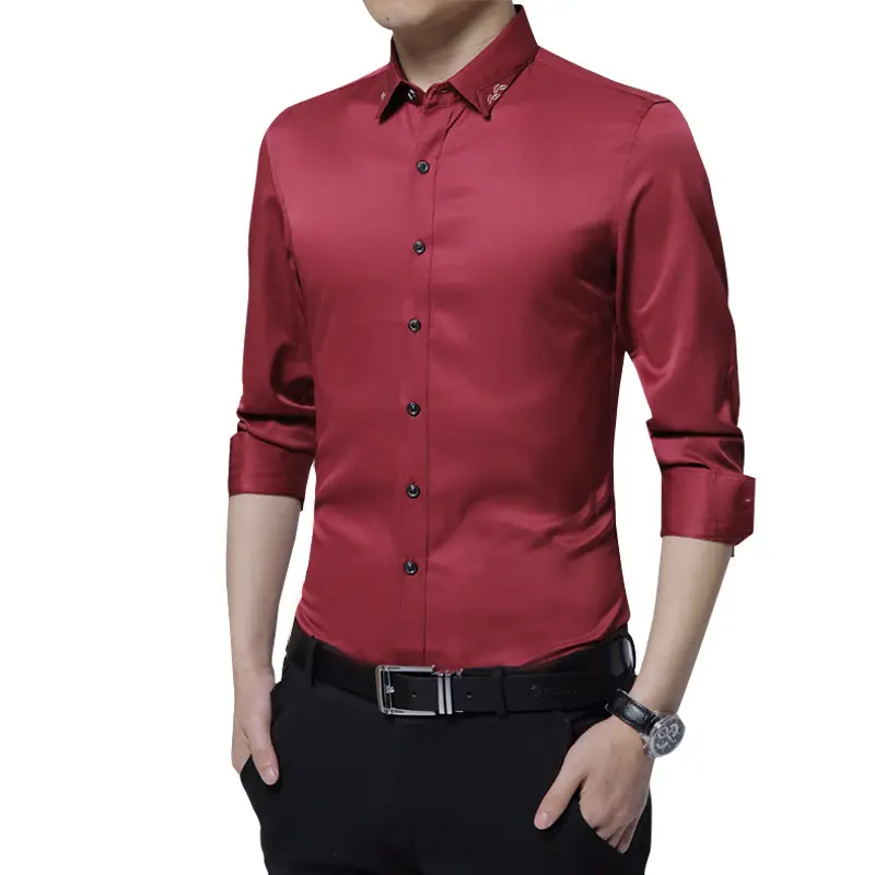 Spring Long-Sleeved Mercurized White Shirt Slim Fit Business Casual - Image 7
