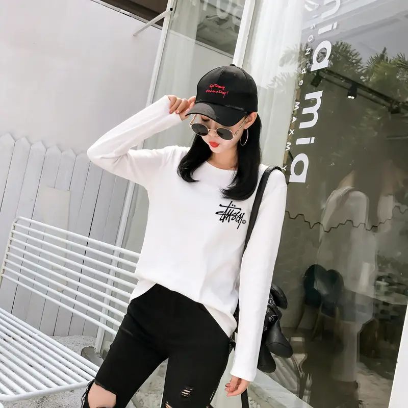 Red Printed Long Sleeve T-Shirt for Women — feature 3