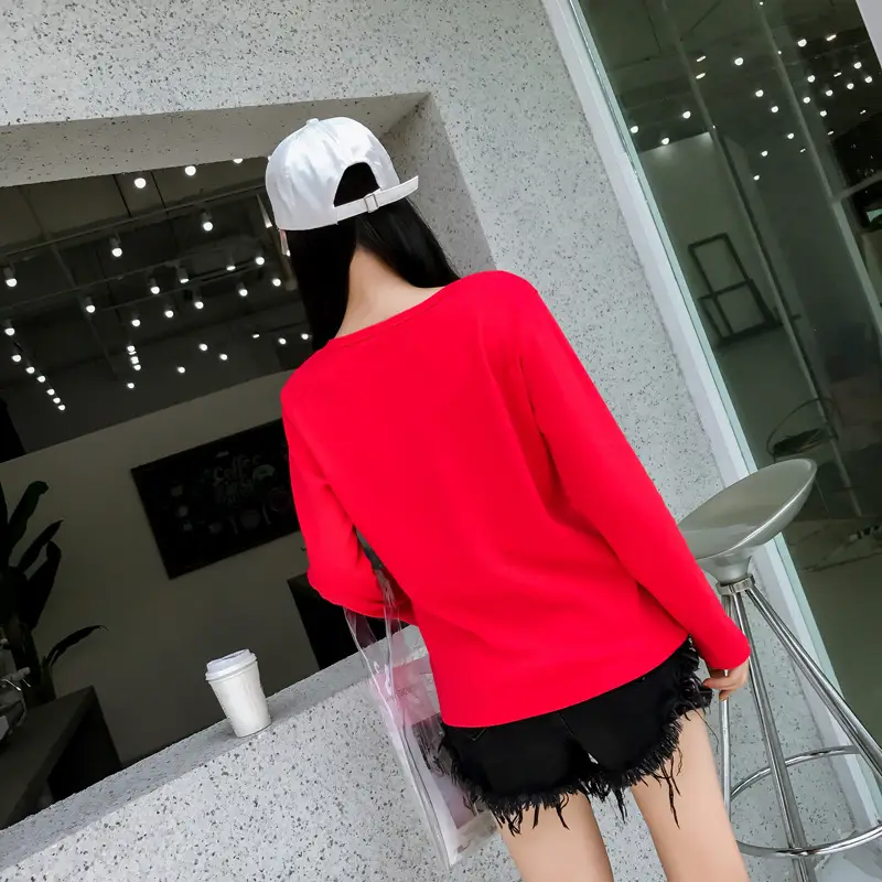 Red Printed Long Sleeve T-Shirt for Women — feature 31
