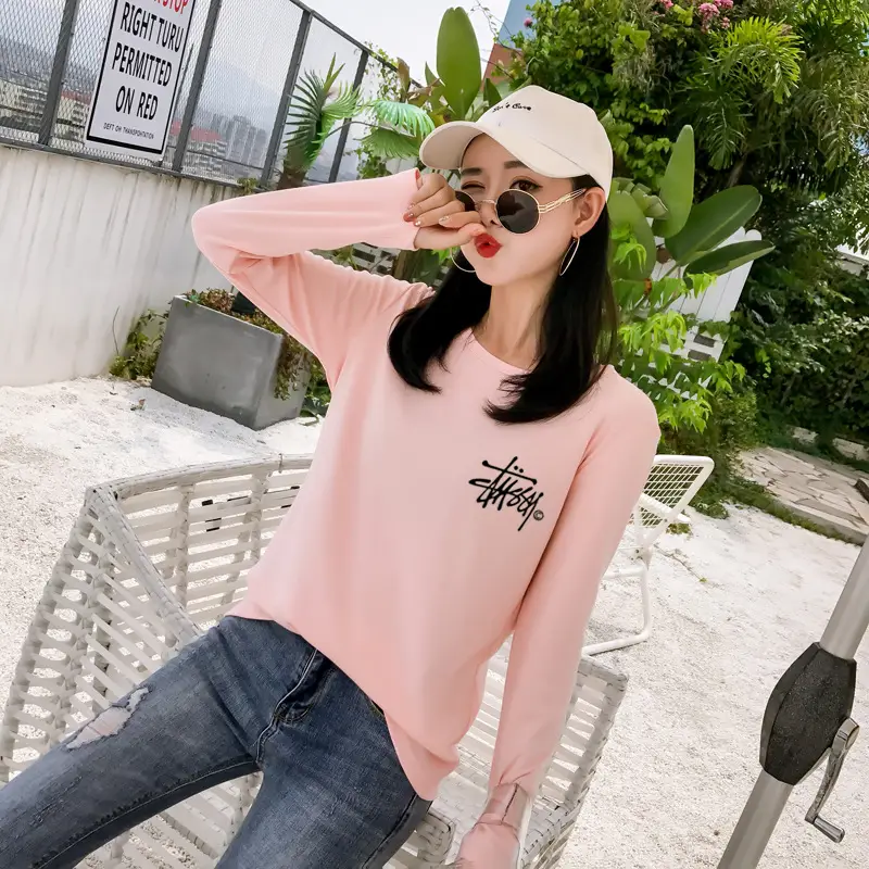 Red Printed Long Sleeve T-Shirt for Women