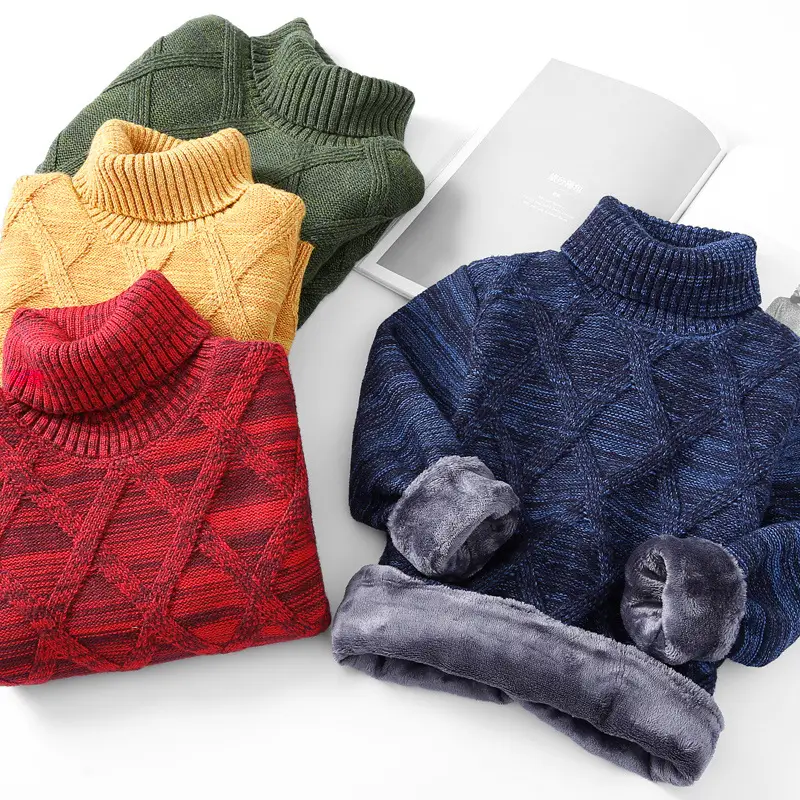 Korean Style Yellow Turtleneck Sweater for Kids - Image 13
