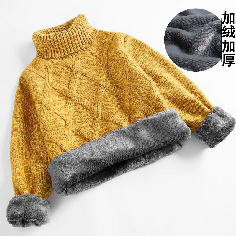 Korean Style Yellow Turtleneck Sweater for Kids - Image 9