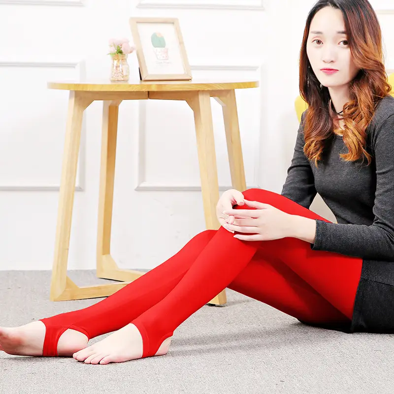 Women's Red Modal Leggings Slimming Footless Elastic - Image 2