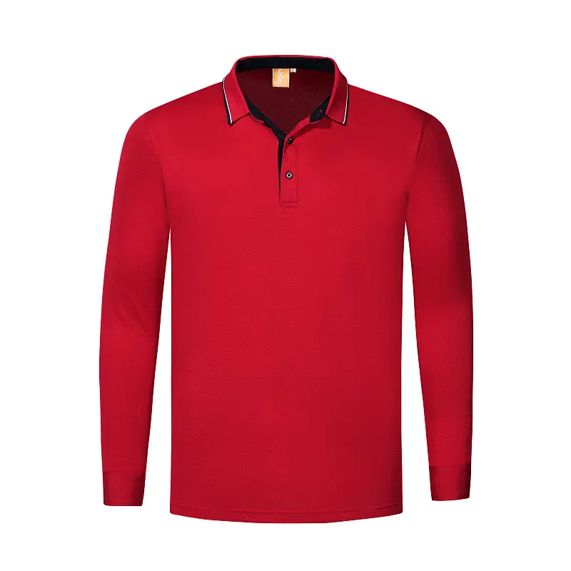 Men Orange Polo Shirt with Red Trim - Image 3