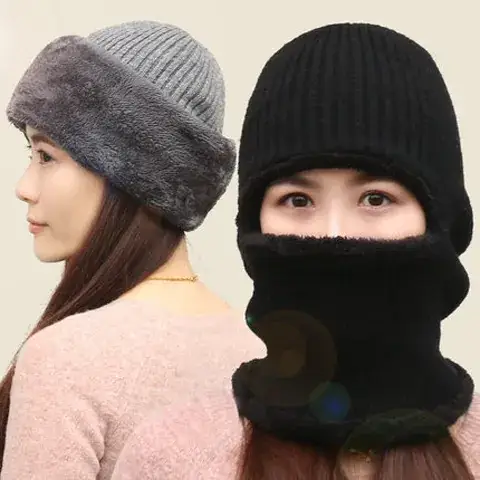 Men Winter Knitted Face Mask Cap with Fleece Lining - Image 7
