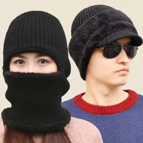 Men Winter Knitted Face Mask Cap with Fleece Lining - Image 8