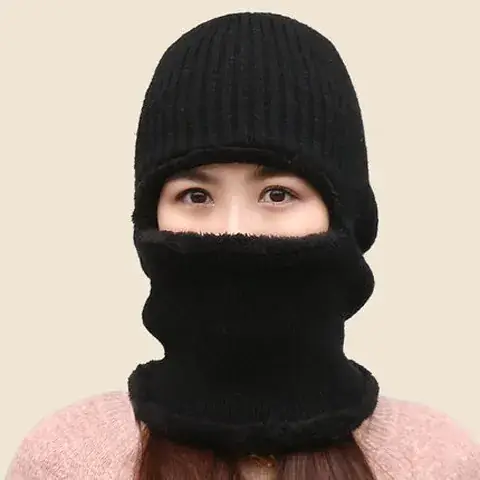 Men Winter Knitted Face Mask Cap with Fleece Lining - Image 4