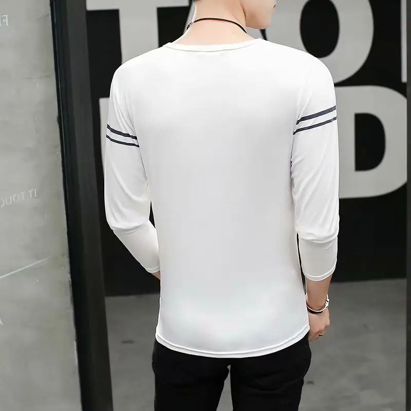 Men's Long Sleeve Slim Fit T-Shirt Tan Round Neck - Image 7