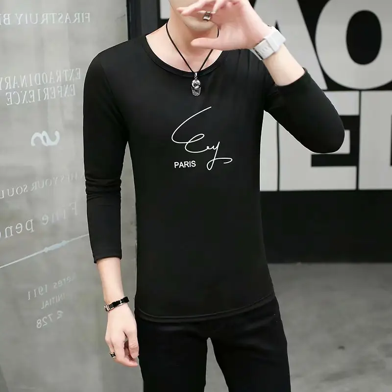 Men White Korean Printed Slim Fit T-Shirt