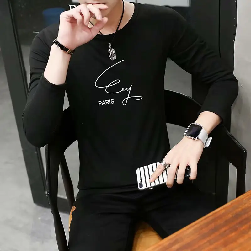 Men White Korean Printed Slim Fit T-Shirt