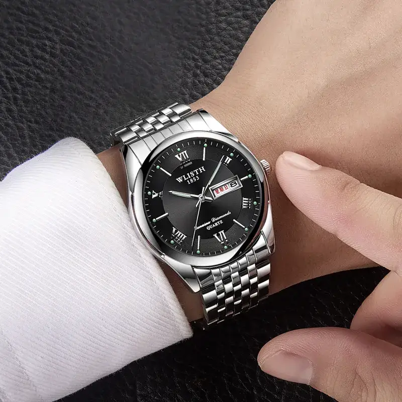 Men's Swiss Brand Blue Dial Quartz Watch with Double Calendar - Image 4