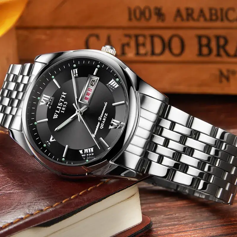 Men's Swiss Brand Blue Dial Quartz Watch with Double Calendar - Image 5
