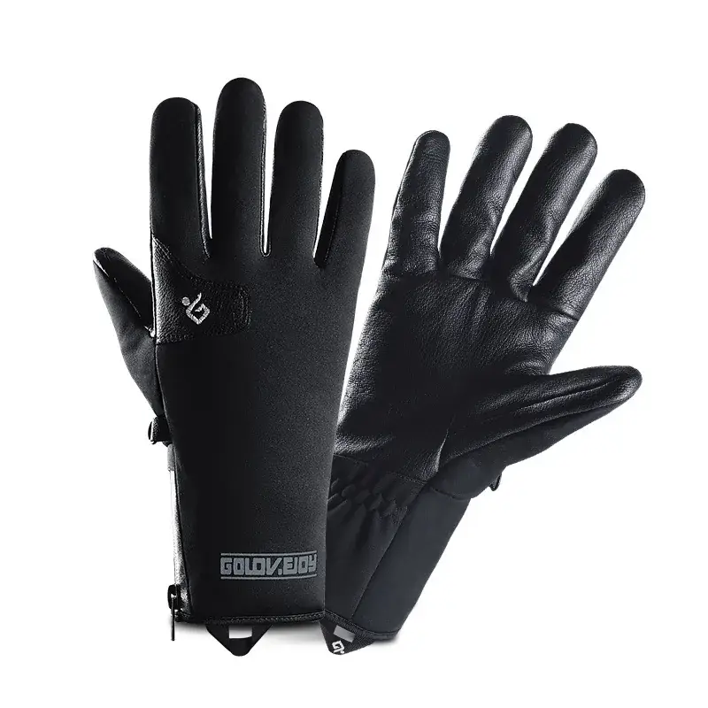 Men's Winter Sheepskin Ski Gloves Windproof Waterproof - Image 6