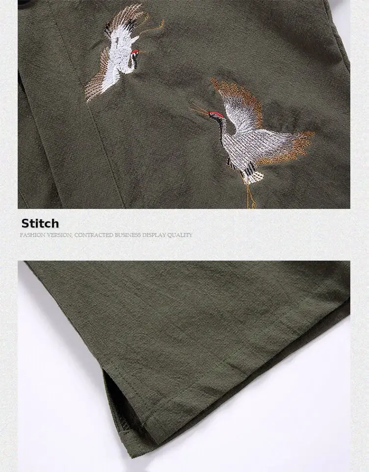 Men's 2018 Hanfu Jacket Cotton Linen Embroidery Brown Large — feature 3
