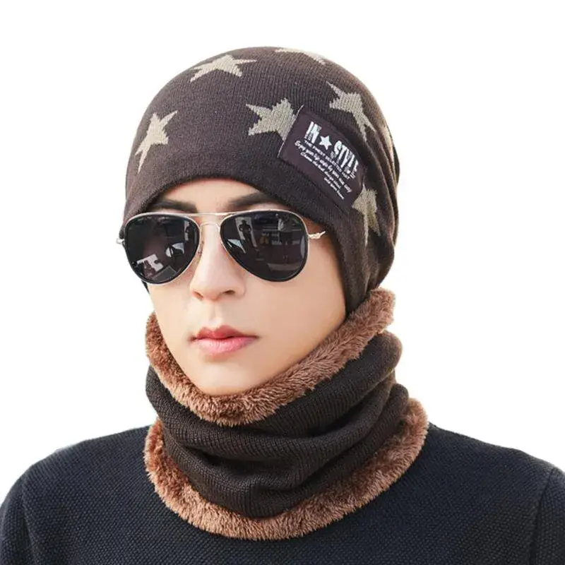 Men's Star Patterned Winter Beanie with Fleece Trim - Image 11