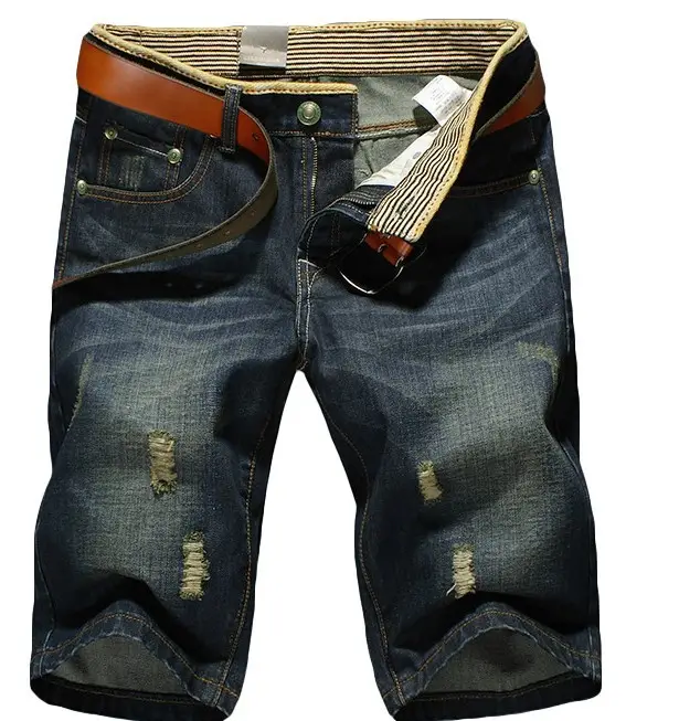 Men Ripped Denim Shorts Large Summer Wear - Image 2