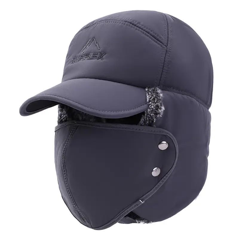 Men's Black Velvet Nose Mask Riding Hat Winter Windproof Cap - Image 9