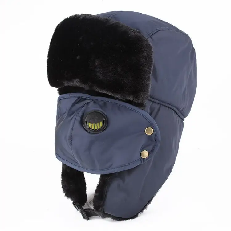 Men's Black Velvet Nose Mask Riding Hat Winter Windproof Cap - Image 6