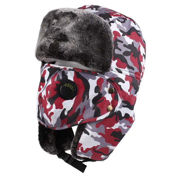 Men's Black Velvet Nose Mask Riding Hat Winter Windproof Cap - Image 2