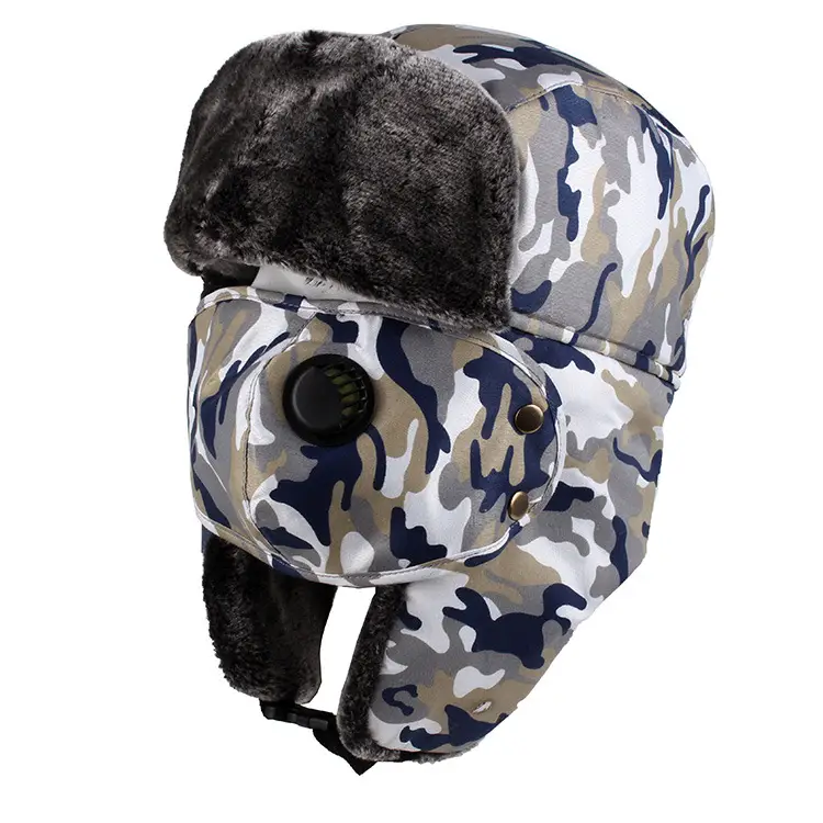 Men's Black Velvet Nose Mask Riding Hat Winter Windproof Cap - Image 3