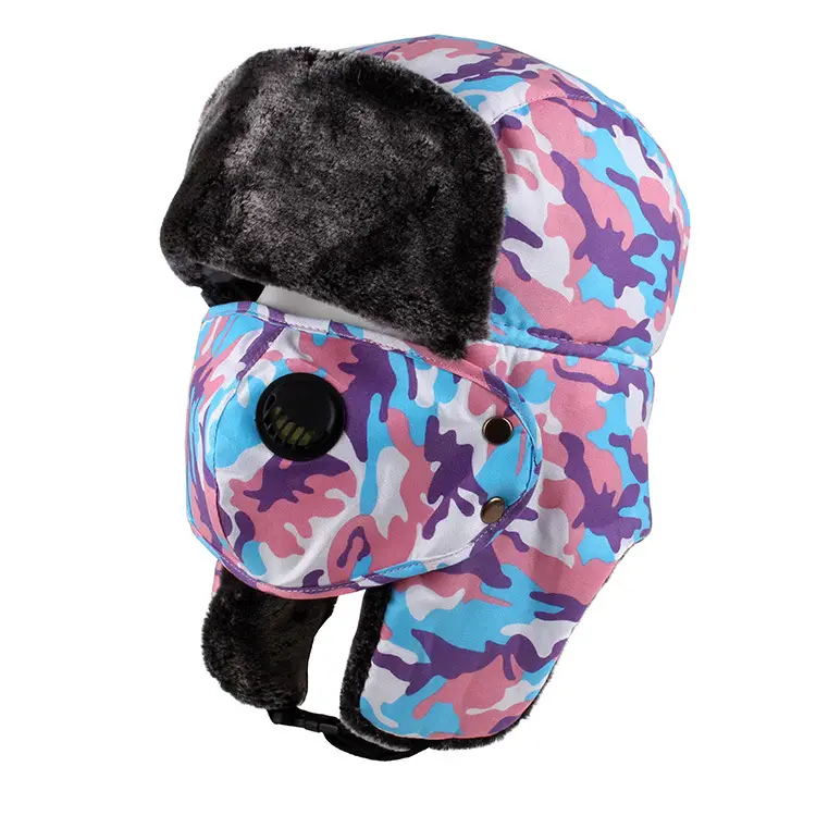 Men's Black Velvet Nose Mask Riding Hat Winter Windproof Cap - Image 4